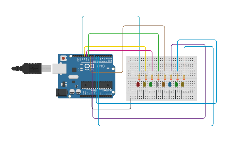 Circuit design secuencia led - Tinkercad