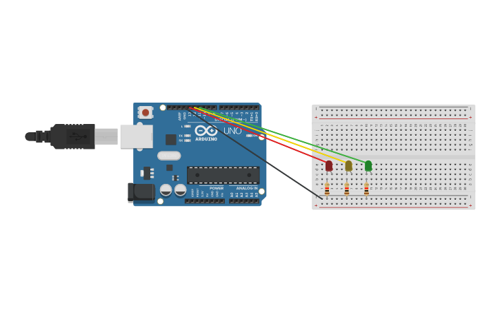 Circuit design Схема Светофор - Tinkercad