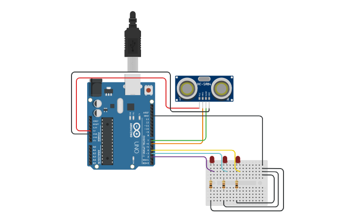 Circuit design Water Level Indicator - Tinkercad