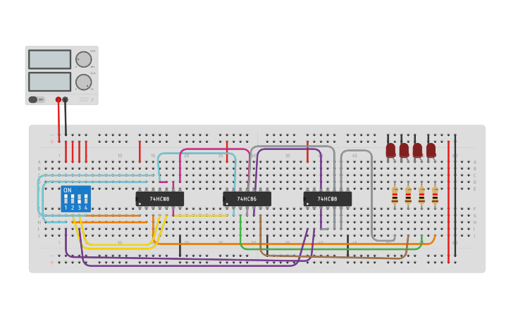Circuit design Practice Binary Multiplier - Tinkercad