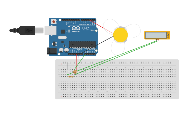 Circuit design Sensor láser proyecto final MEcatronica | Tinkercad