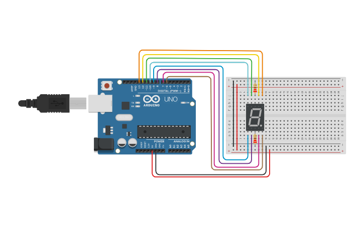 Circuit design 7-Segment - Tinkercad