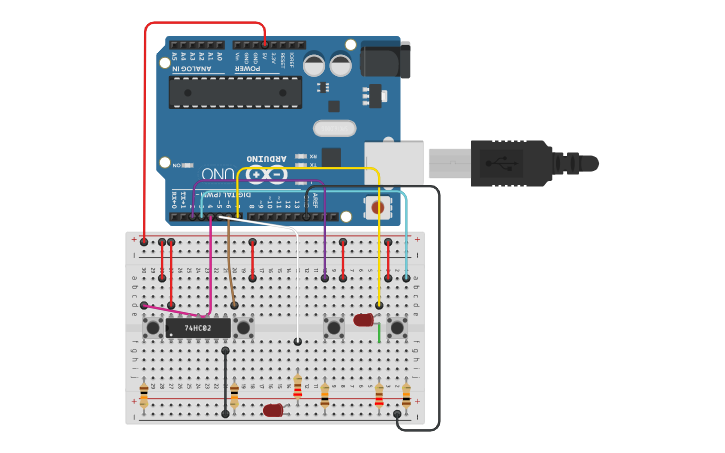 Circuit design 7402 - Arduino - NOR | Tinkercad