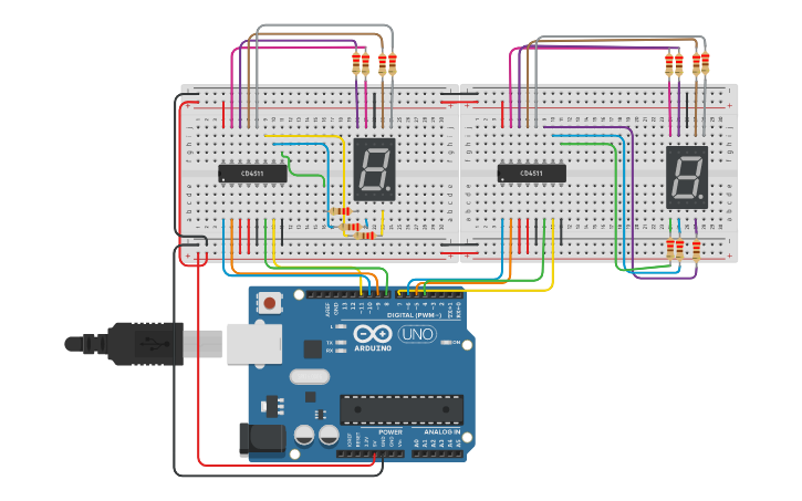 Circuit design contador | Tinkercad
