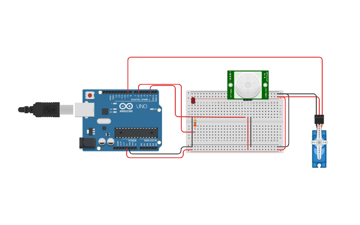 Circuit design PIR sensor - Tinkercad