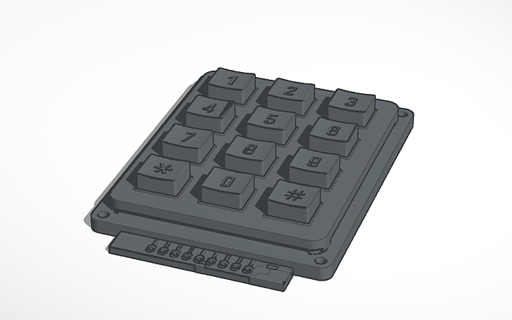 3D design keypad 4x3 - Tinkercad