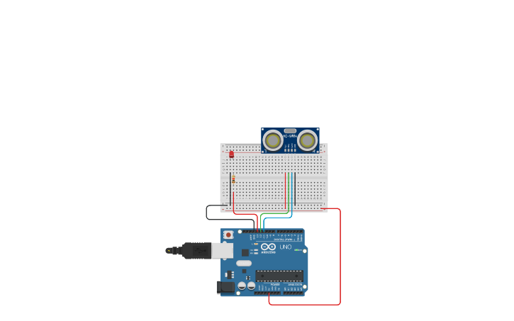 Circuit design Ulrasonic sensor - Tinkercad