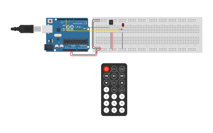 Circuit design IR interfacing with Arduino UNO R3 - Tinkercad