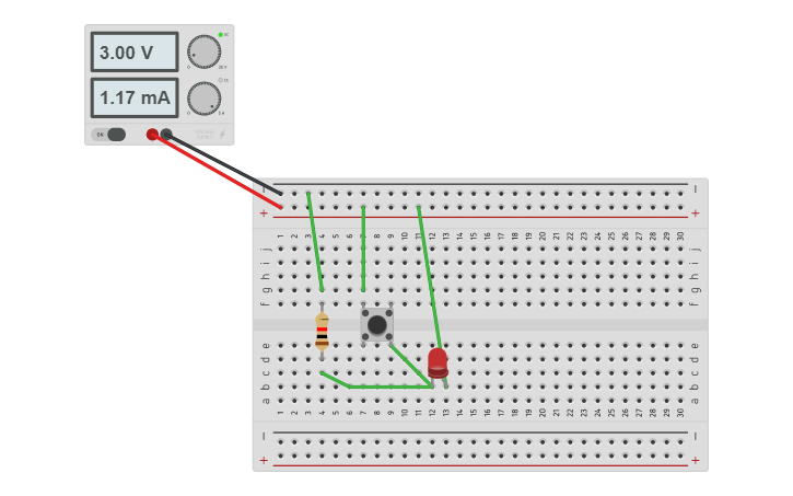 Circuit design LED OFF With Button - Tinkercad