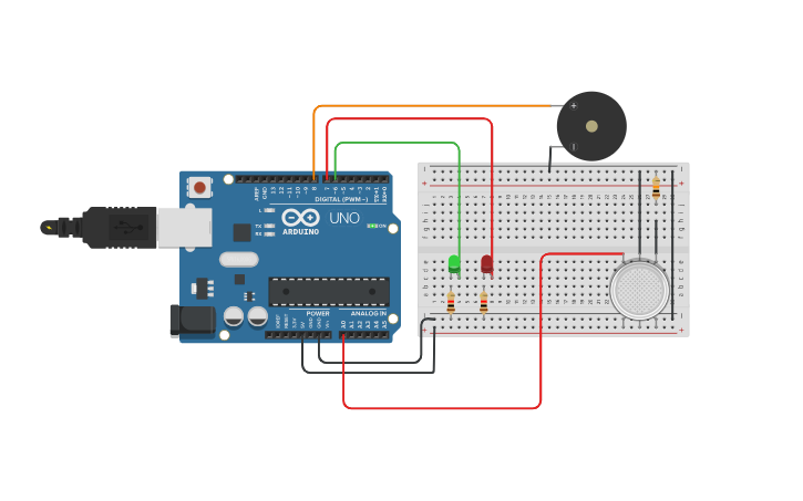 Circuit design Gas Sensor - Tinkercad