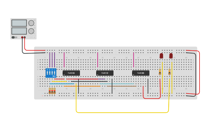 Circuit design full adder - Tinkercad