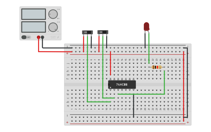 Circuit design AND GATE | 7408 - Tinkercad