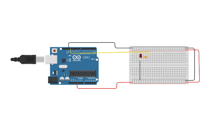 Circuit design simple LED Blinking | Tinkercad