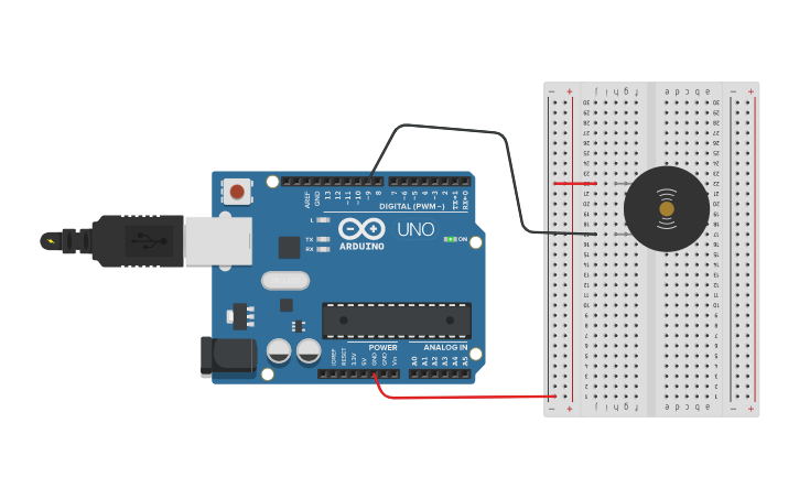 Circuit design buzina com arduino - Tinkercad
