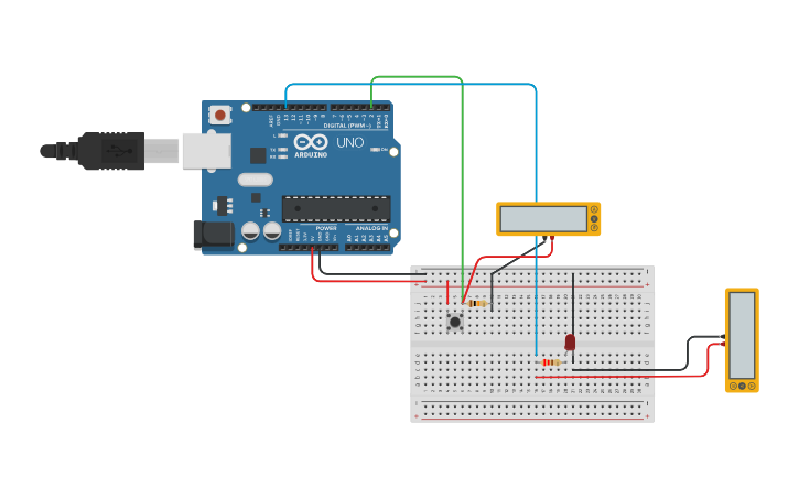 Circuit design if (push button - Tinkercad