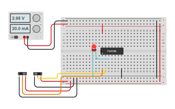 Circuit design XOR Gate - Tinkercad
