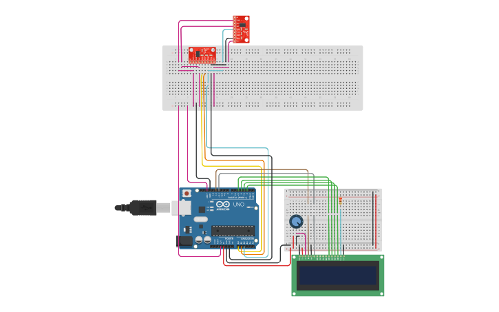 Circuit design Accelerometer X Y Z | Tinkercad