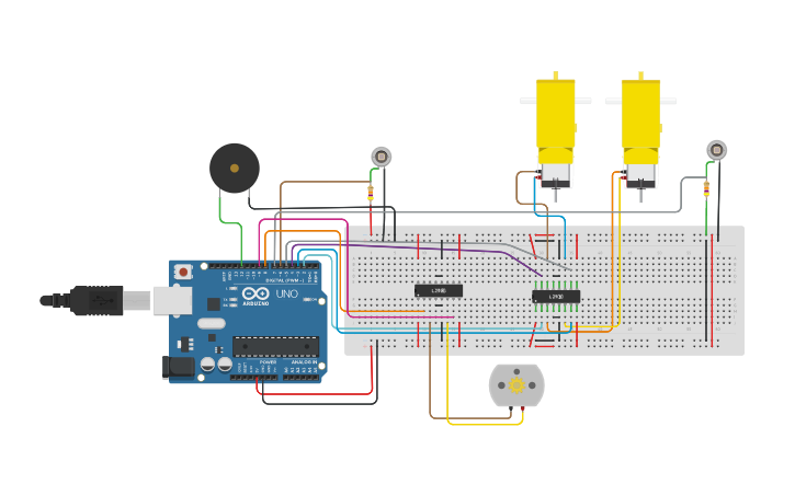 Circuit design Auto Metro Train Shuffle between two Stations | Tinkercad
