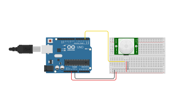 Circuit design sensor PIR - Tinkercad