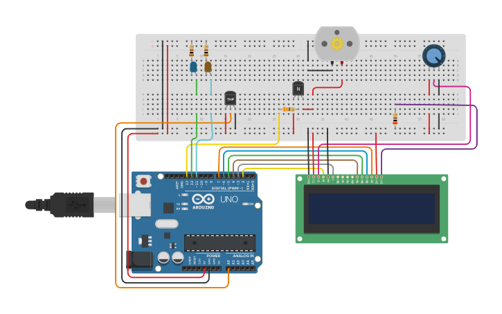 Circuit design Automatic Irrigation System - Tinkercad