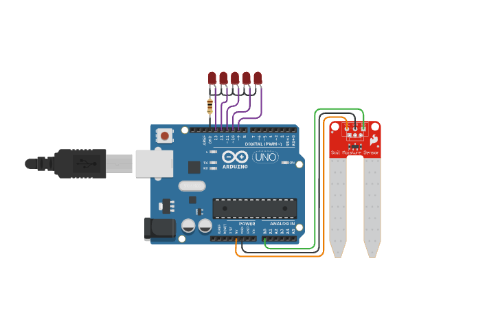 Circuit design Arduino Soil Moisture Sensor - Tinkercad