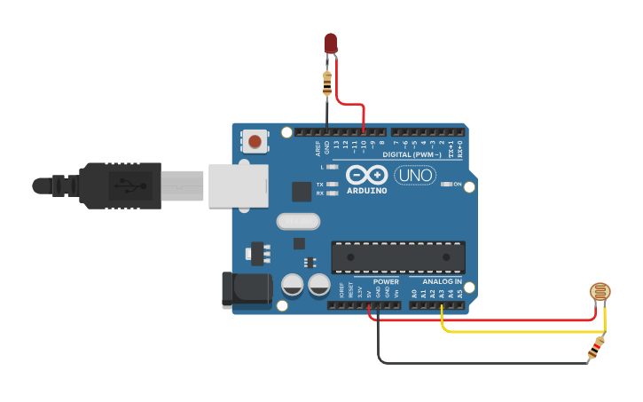 Circuit design Arduino LDR Tutorial | Tinkercad
