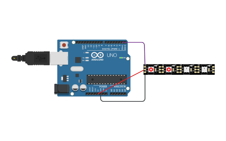 Circuit design neopixel 4 led | Tinkercad