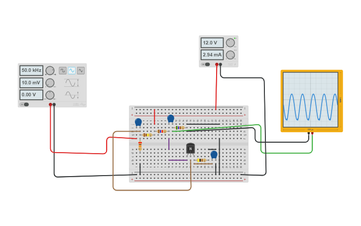 Circuit design CE Amplifier - Tinkercad