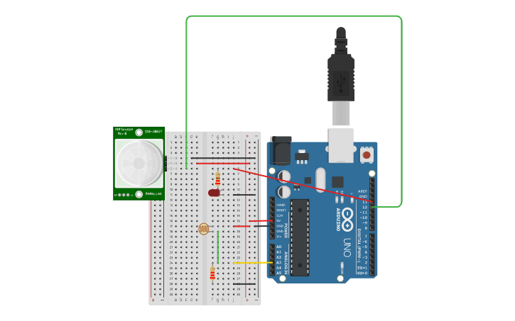 Circuit design LIGHT SENSOR arduino | Tinkercad