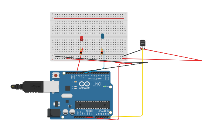Circuit design Temperature Sensor - Tinkercad