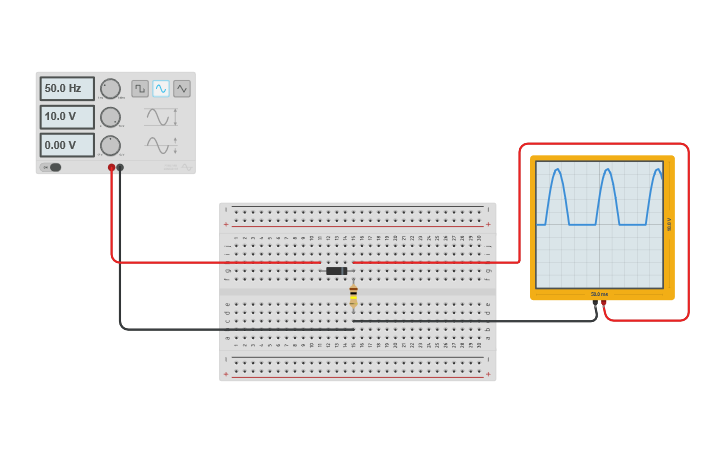 Circuit design Half wave rectifier without capacitor - Tinkercad