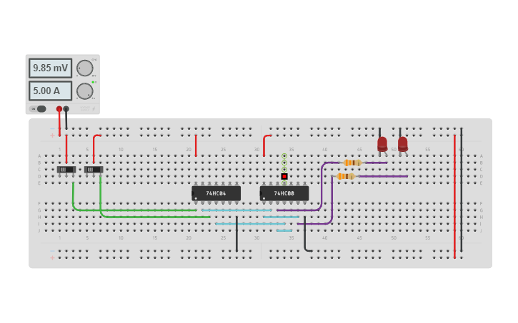 Circuit design Flip Flop RS Básico - Tinkercad