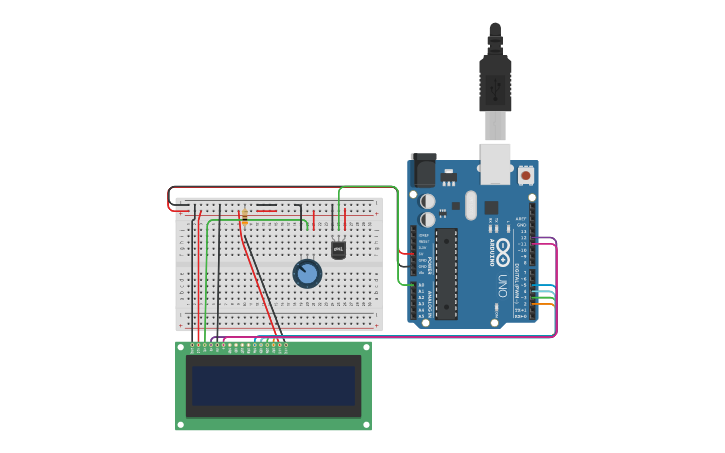 Circuit design Display LCD 16x2 - Tinkercad