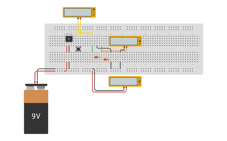 Circuit design 9V->5V->3.3V | Tinkercad