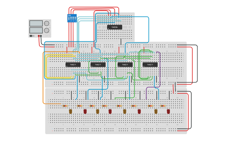 Circuit design 3 Bit to 8 Bit Decoder (106120116) | Tinkercad