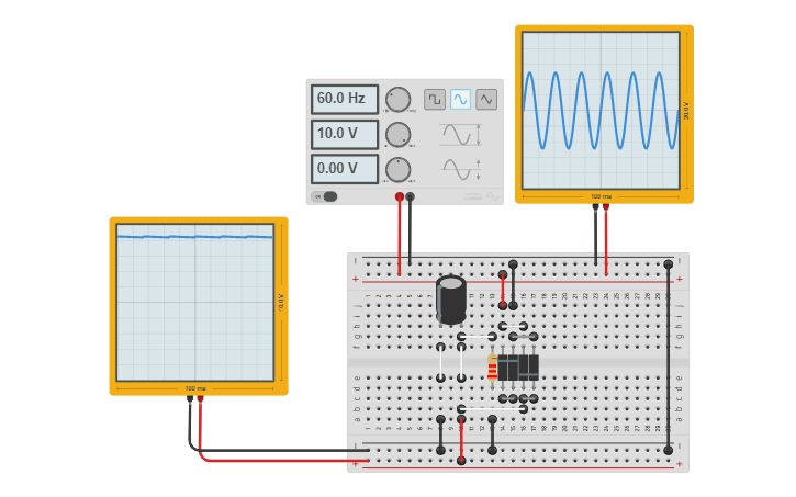 Circuit design Copy of Retificador Onda Completa LC | Tinkercad