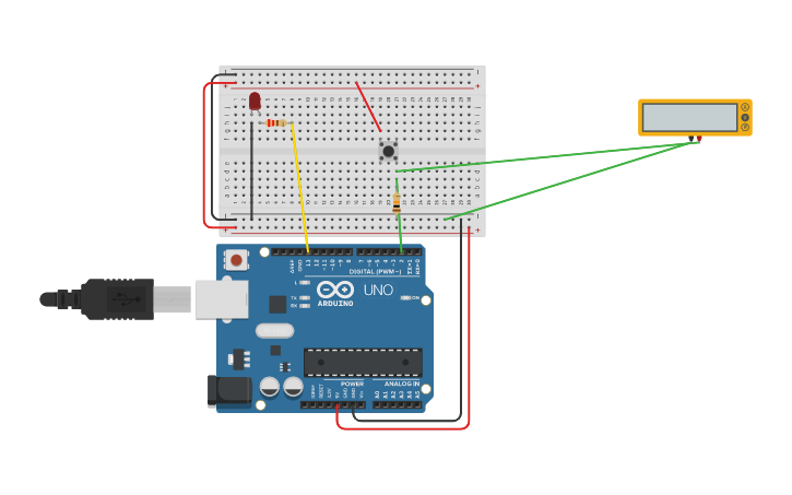 Circuit design PUSH BUTTON CIRCUIT | Tinkercad