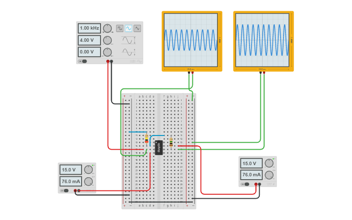 Circuit design Non-inverting Op-amp - Tinkercad