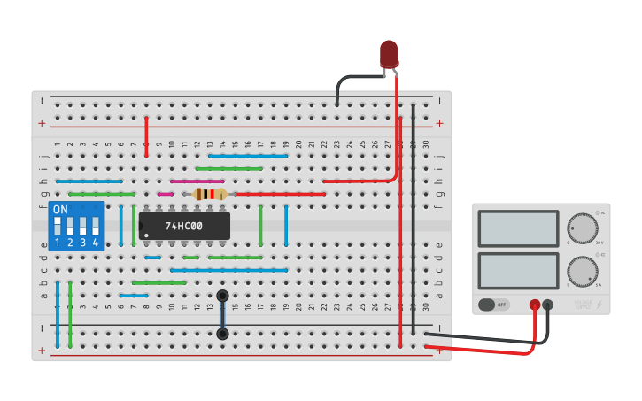 Circuit design NOR USING NAND gate - Tinkercad
