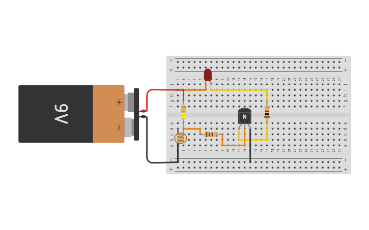 Circuit design Práctica 7: El Detector de Oscuridad - Tinkercad