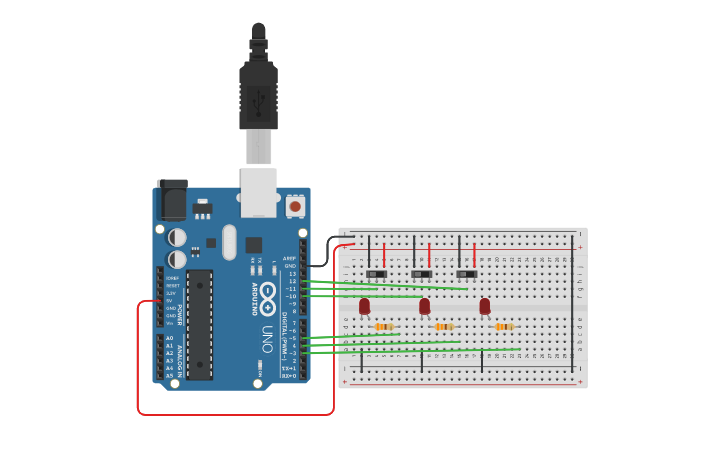 Circuit design Esteira - Mealy | Tinkercad