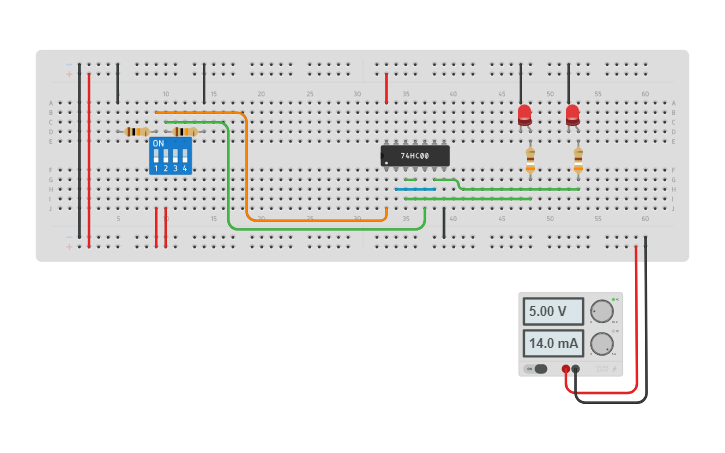 Circuit design Latch S-R NAND | Tinkercad
