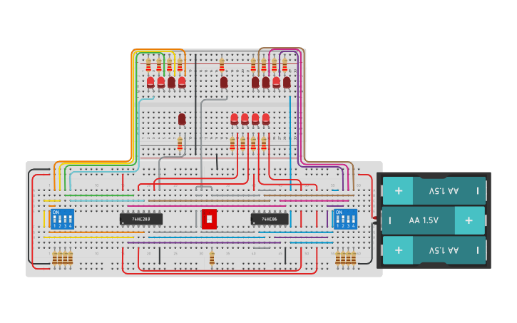 Circuit design 4-Bit Adder Subtractor - Tinkercad