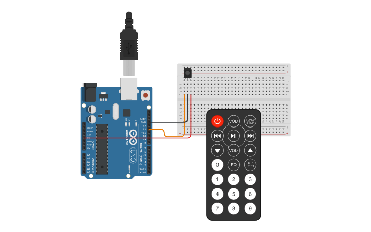 Circuit design IR Remote Sensor - Tinkercad