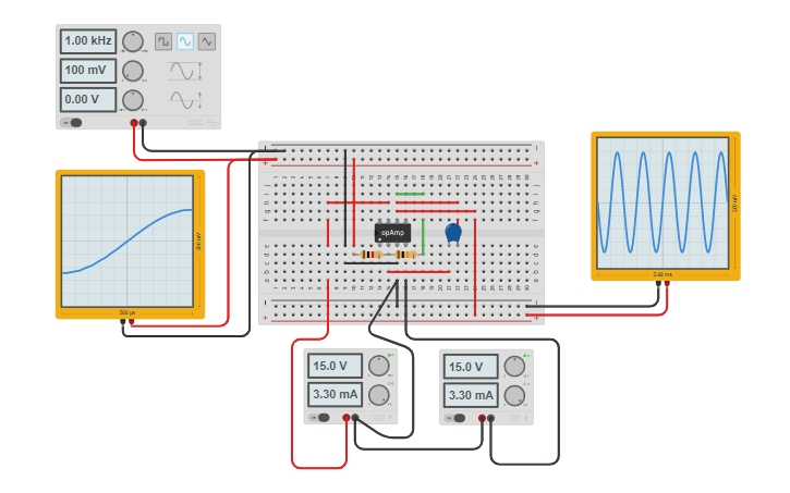 Circuit design Op- amp Integrator - Tinkercad