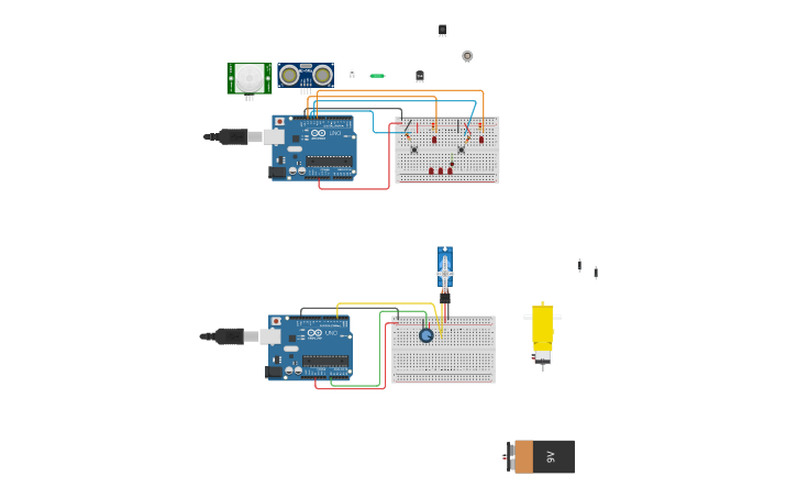 Circuit design Pull and Down buttons example - Tinkercad