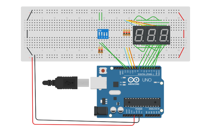 Circuit design TRES DISPLAYS - Tinkercad