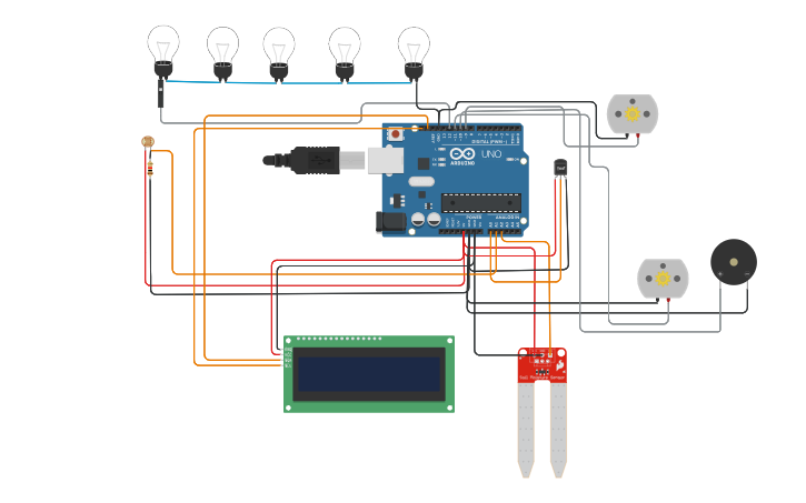 Circuit design Green House Monitoring System - Tinkercad