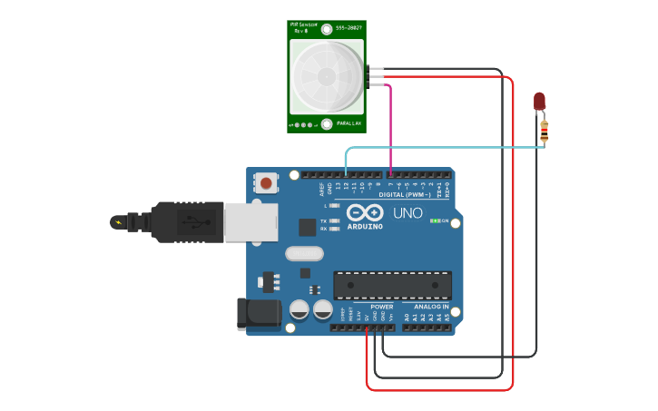 Circuit design Obstacle Detection Using IR Sensor - Tinkercad