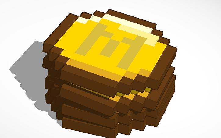 Minecraft Coin Model 3D design Like this for free Minecoins - Tinkercad
